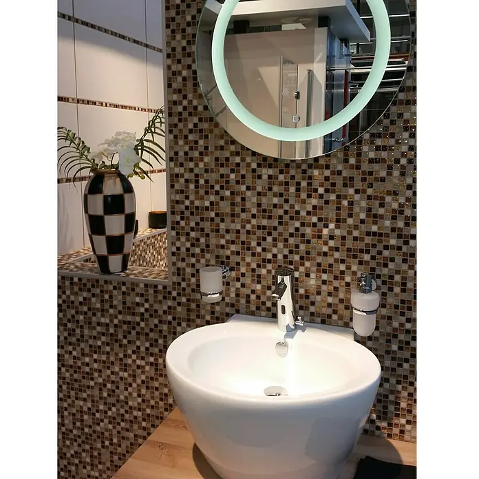 Mosaikfliese Quadrat Crystal Mix XCM M830 - 30,5 x 32,2 cm, Beige/Braun, Glänzend - Anwendungsbeispiel