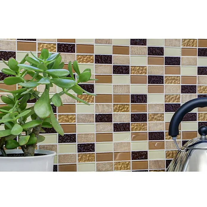 Selbstklebemosaik Crystal Mix SAM 4MS75 - 30 x 30 cm, Glas, Beige/Braun - Anwendungsbeispiel