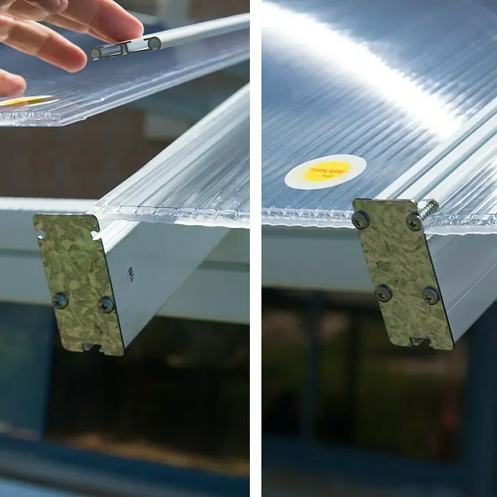 Palram – Canopia Terrassenüberdachung Joya - Tiefe: 3 m, B x H: 9,15 x 2,16 m, Verkehrsweiß - Anwendungsbeispiel
