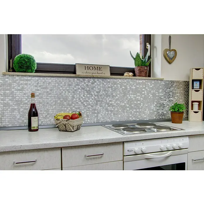 Mosaikfliese Brick XAM A411 - 30,6 x 32,4 cm, Silber, Matt - Anwendungsbeispiel
