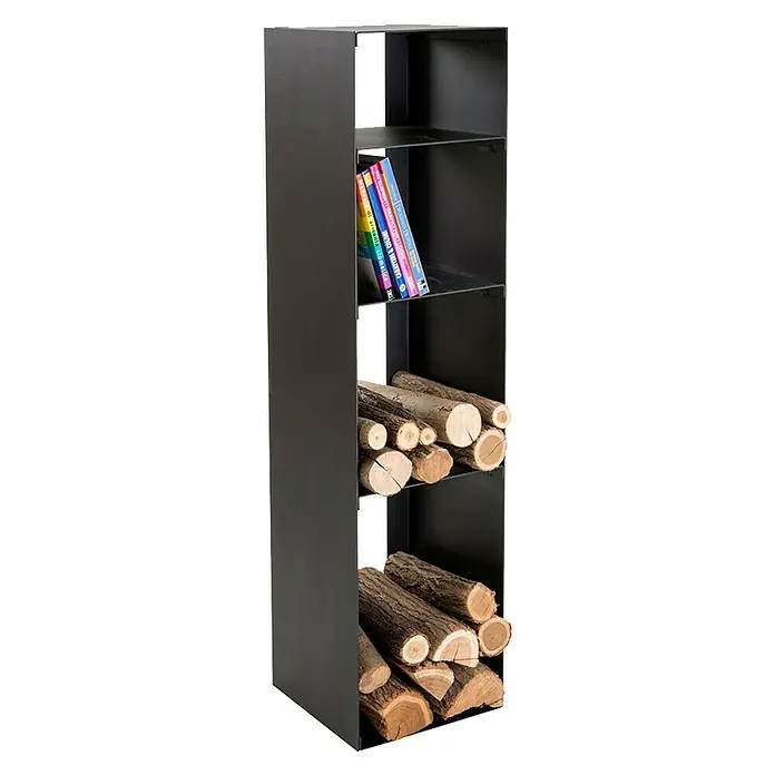 Holzkorb Peter - 30 x 30 x 120 cm, Stahl, Schwarz