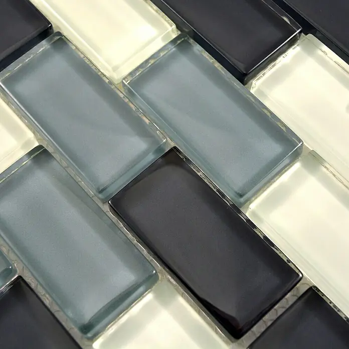 Mosaikfliese Brick Crystal Mix XCM B825 - 32,2 x 31 cm, Grau, Glänzend