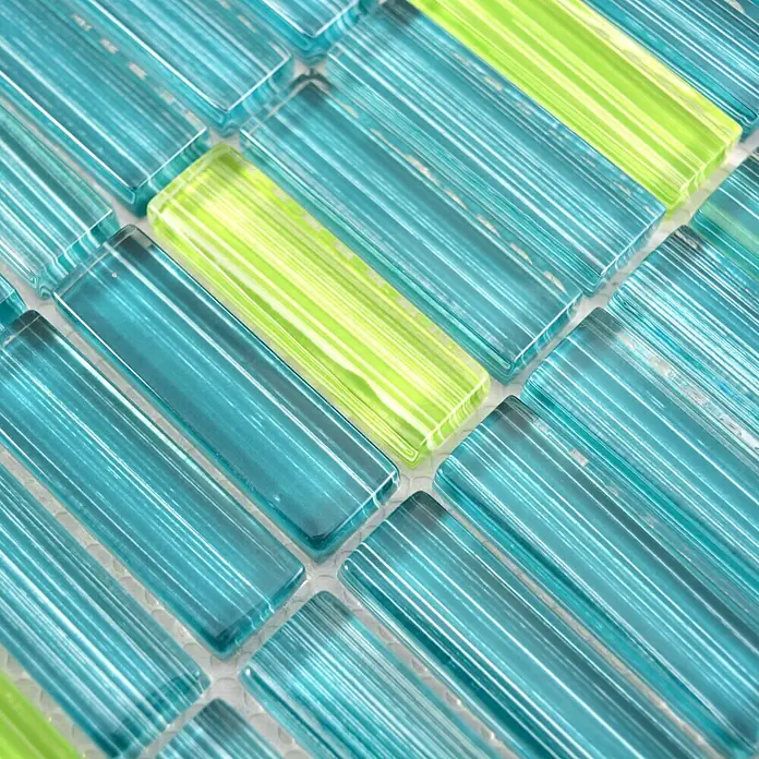 Mosaikfliese Stäbchen Crystal Mix XCM S850 - 32,2 x 31 cm, Grün, Glänzend