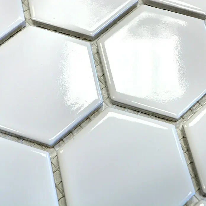 Mosaikfliese Hexagon Uni HX 080 - 32,5 x 28,1 cm, Weiß, Glänzend