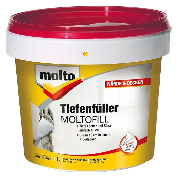 Molto Fertigspachtel Moltofill Tiefenfüller - 1 kg - Vorderansicht