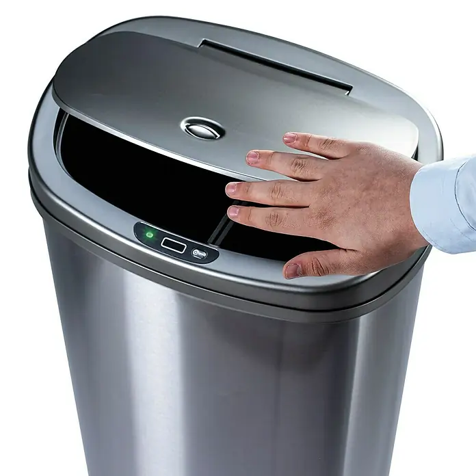 Sensor-Abfalleimer - Fassungsvermögen: 22 l + 28 l, Silber, Gebogen, Edelstahl