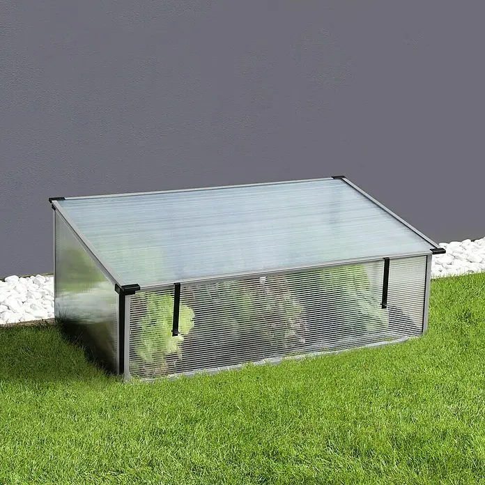 Vitavia Frühbeet Levana 2 Kiesel - 55 cm x 95 cm x 23 mm, Aluminiumfarben, Polycarbonat