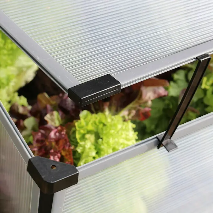 Vitavia Frühbeet Levana 2 Kiesel - 55 cm x 95 cm x 23 mm, Aluminiumfarben, Polycarbonat - Detailaufnahme