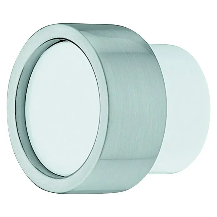 Okrugla ručka za namještaj - Ø x V: 35 x 30 mm, Plastika, Poniklano, Bijelo-srebrne boje - Pogled sprijeda