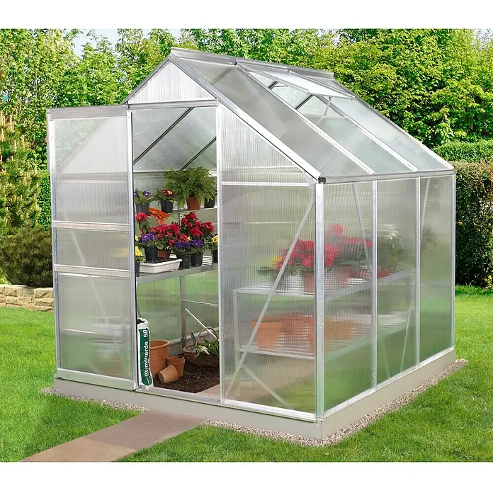 Vitavia Gewächshaus Venus 3800 - 1,95 x 1,95 x 1,97 m, Farbe: Silbergrau, Polycarbonat, 4 mm