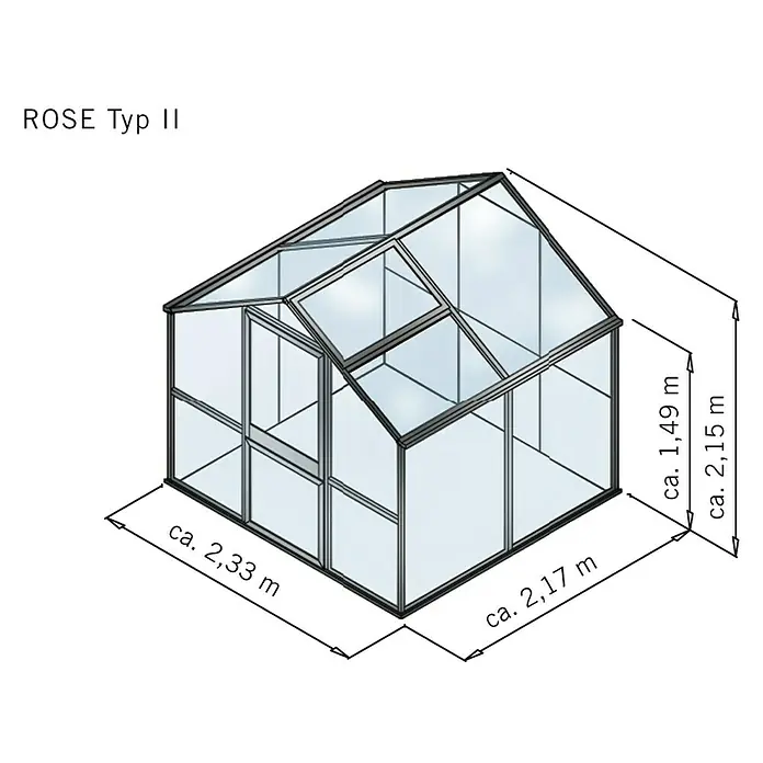 KGT Gewächshaus Rose II - Polycarbonat, Glasstärke: 10 mm, Anthrazitgrau
