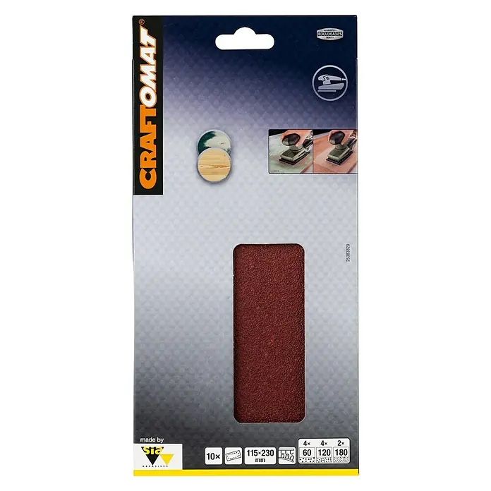 Craftomat Set brusnih listova - D x Š: 230 x 115 mm, 10 Kom., Pričvršćivanje čičkom - Pogled sprijeda