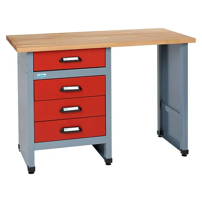 Küpper Werkbank - L x B x H: 60 x 120 x 84 cm, Anzahl Schubladen: 4 Stk. - Linke Seitenansicht