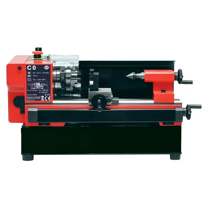 Rotwerk Drehmaschine EDM Mini C0 - Leistung: 150 W, Werkstückdurchmesser: 110 mm über Bett - Vorderansicht