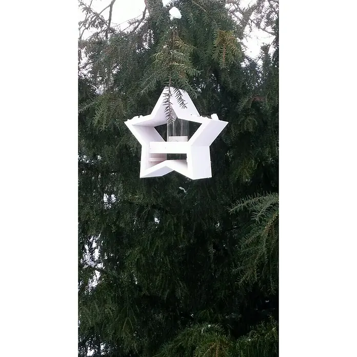 Luxus Vogelhaus Futterstation - 30 x 14 x 30 cm, Weiß - Stimmungsaufnahme