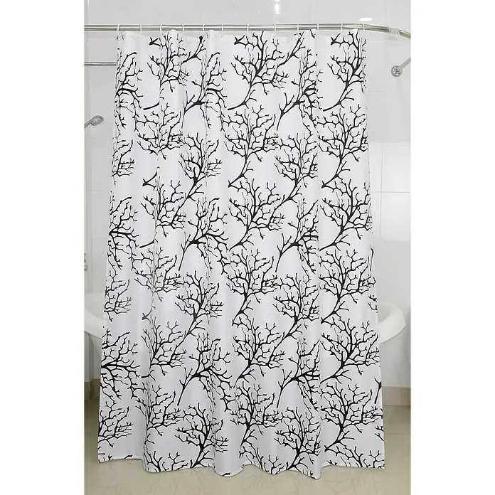 Venus Textil-Duschvorhang Makani - 180 x 200 cm, Schwarz/Weiß - Stimmungsaufnahme