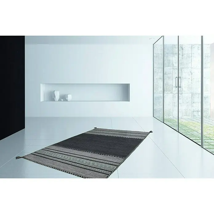 Kayoom Teppich Native - Grau, L x B: 230 x 160 cm, 100% Baumwolle - Stimmungsaufnahme