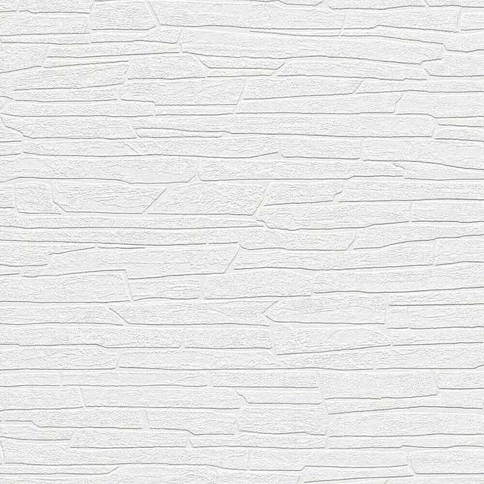 Rasch Wallton Vliestapete Mauersteine II - Weiß, Steinoptik, 10,05 x 0,53 m - Vorderansicht