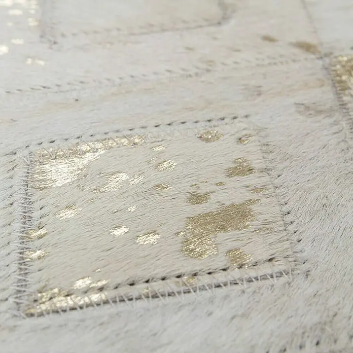 Kayoom Echtlederteppich Dazzle 100 - Elfenbein/Gold, L x B: 150 x 80 cm, 100 % Leder - Detailaufnahme