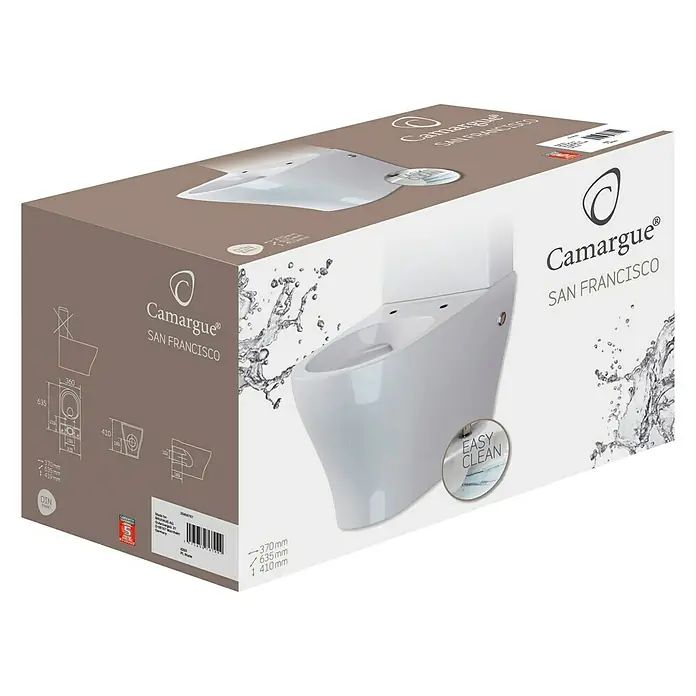 Camargue San Francisco Stajaća WC školjka - Bez ruba, Bez posebne glazure, Oblik ispiranja: Duboko, Bijele boje