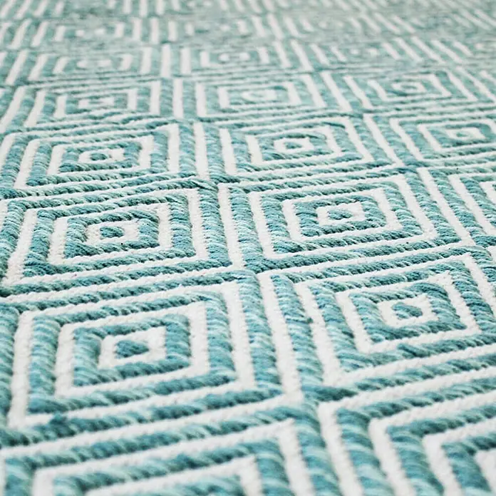 Kayoom Teppich Cocktail 300 - Türkis, L x B: 170 x 120 cm, 100% Baumwolle - Detailaufnahme
