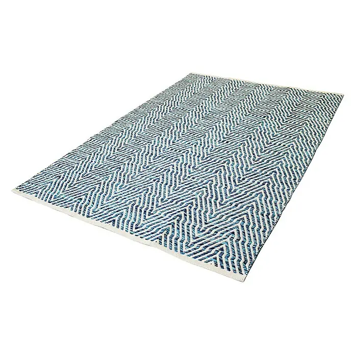 Kayoom Teppich Cocktail 400 - Blau, L x B: 150 x 80 cm, 100% Baumwolle - Ansicht von oben