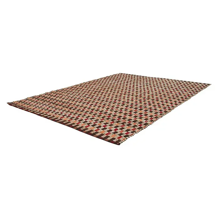Kayoom Teppich Chess 110 - Natur/Rot, 170 x 120 cm, 100% Jute-/Baumwollmischung - Ansicht von oben