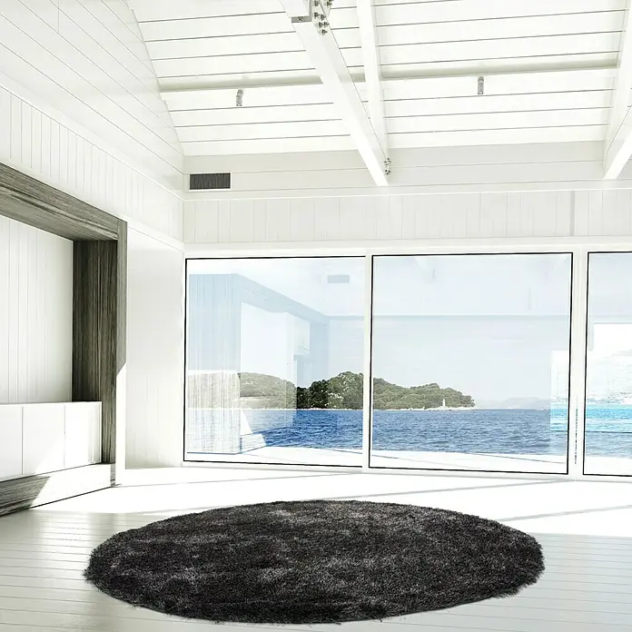 Kayoom Teppich rund Diamond - Anthrazit, Durchmesser: 160 cm, 100 % Polyester - Stimmungsaufnahme