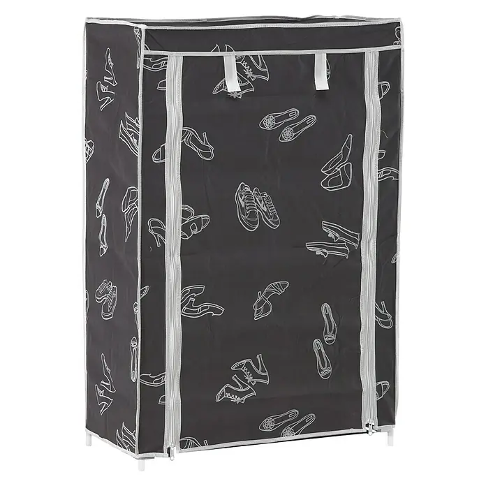 Zapatero de tela - L x An x Al: 30 x 61 x 90 cm, Negro, Textil, Número de baldas: 5 ud.