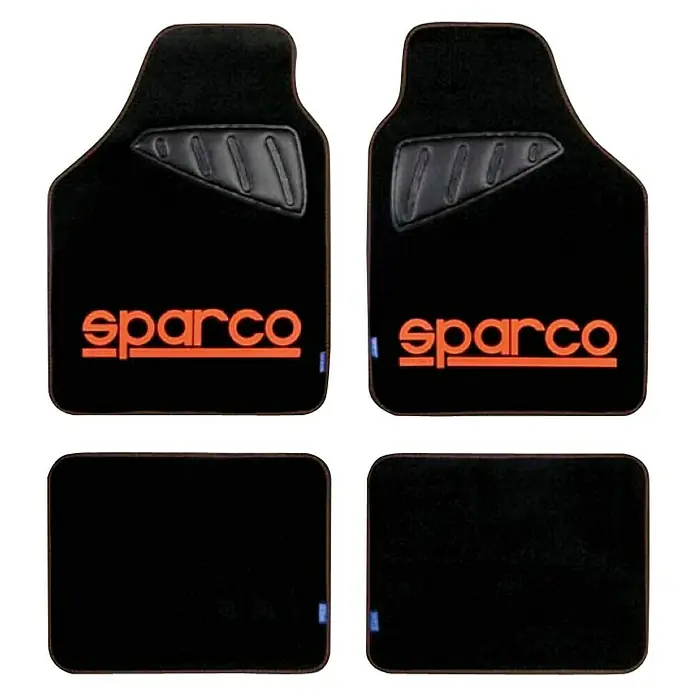Sparco Juego de alfombrillas para vehículo - 4 piezas, Rojo/Negro, Apto para: Todo tipo de vehículo