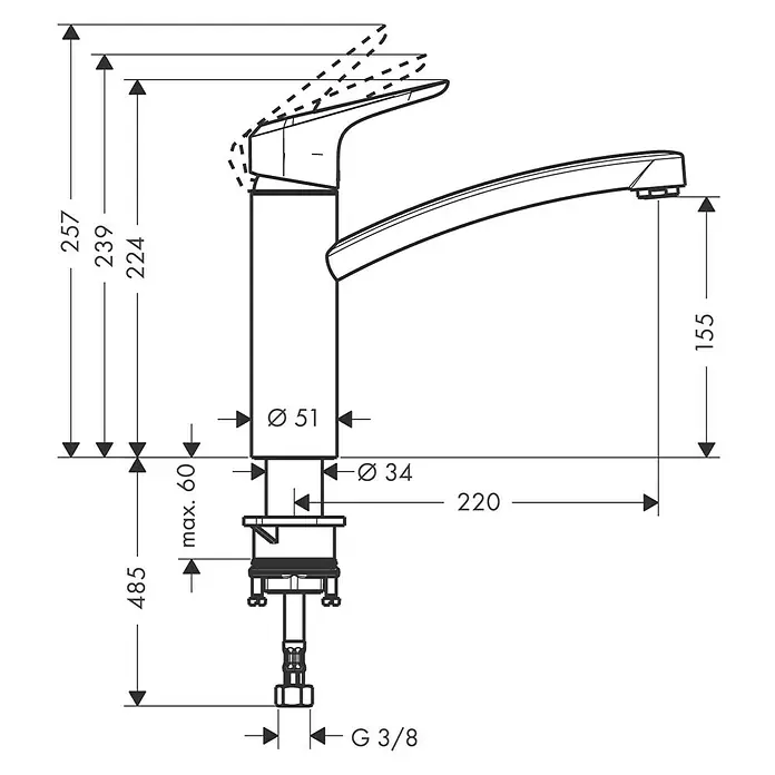 Hansgrohe Ecos Grifo de cocina M - Cromo, Brillante, Caño horizontal