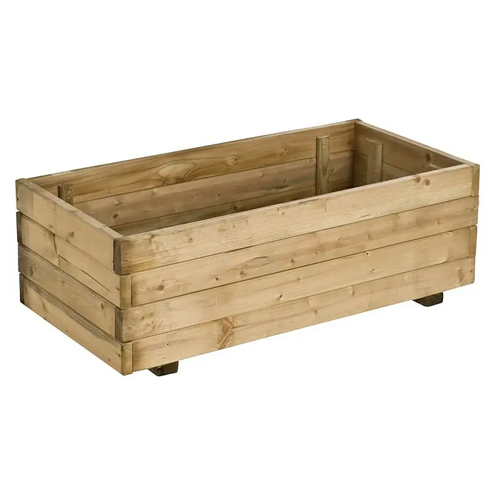 Forest-Style Macetero para plantas Rústica - Dimensiones externas (L x An x Al): 80 x 40 x 27 cm, Madera, Natural