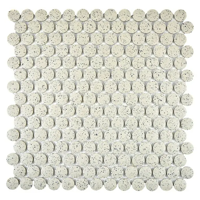 Mosaikfliese Knopf Uni CU K208 - 31 x 31,5 cm, Cremeweiß, Matt - Ansicht von oben