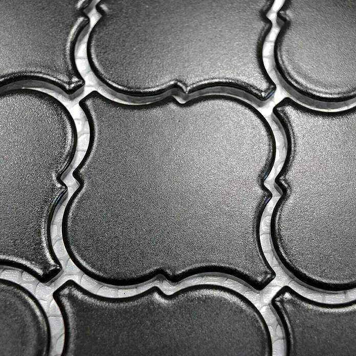 Mosaikfliese Florentiner Uni CLP 12BM - 29,3 x 24,5 cm, Schwarz, Matt - Detailaufnahme