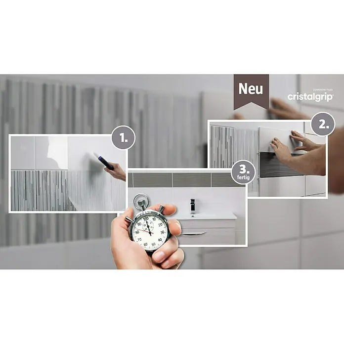 Johnson-Tiles Cristalgrip Wandfliesen-Haftgewebe - Breite: 25 cm, Max. Anwendungsfläche: 1 m² - Vorderansicht