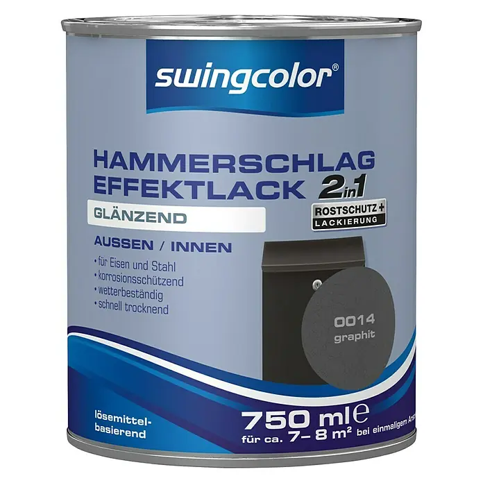 swingcolor Hammerschlag-Effektlack - Graphit, 750 ml, Glänzend, Lösemittelbasiert
