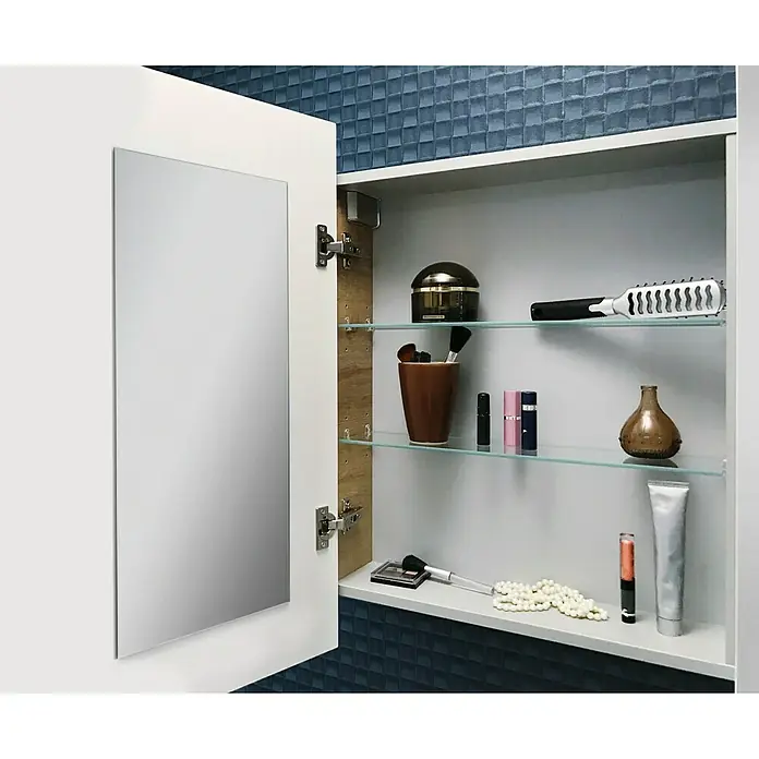 Camargue Stella LED-Spiegelschrank - B x H: 51 x 73,7 cm, Anschlag: Links, Mit eckigen Kanten, Spanplatte, Weiß - Detailaufnahme