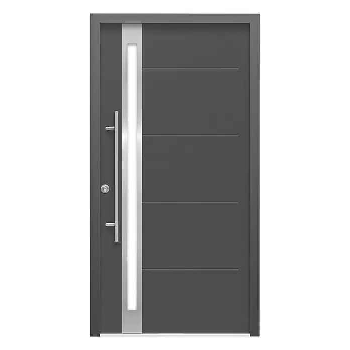 Splendoor Haustür Thermodoor SP30EA RC2 - 110 x 210 cm, DIN Anschlag: Rechts, Edel-Anthrazit - Vorderansicht