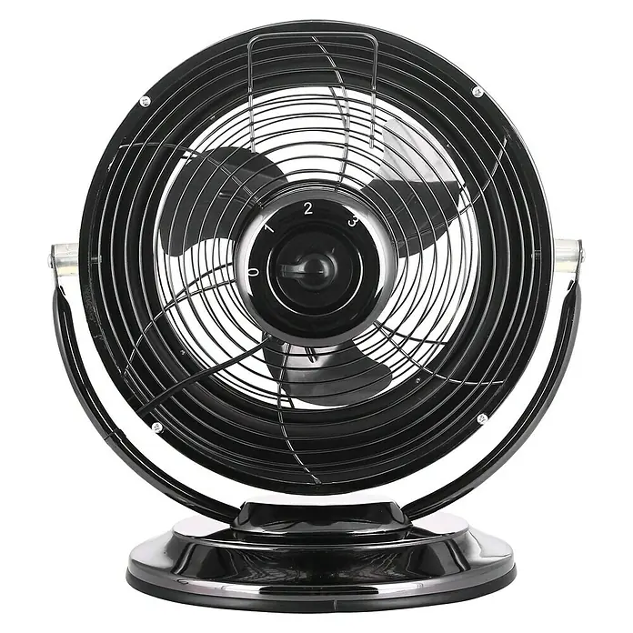 PR Klima Ventilador de sobremesa Retro negro - Negro, 20 cm, 20 W, 772,8 m³/h