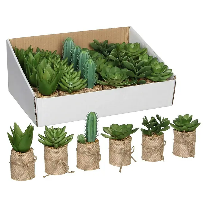 Planta artificial Suculenta en saco - Altura: 12 cm, Verde, Plástico