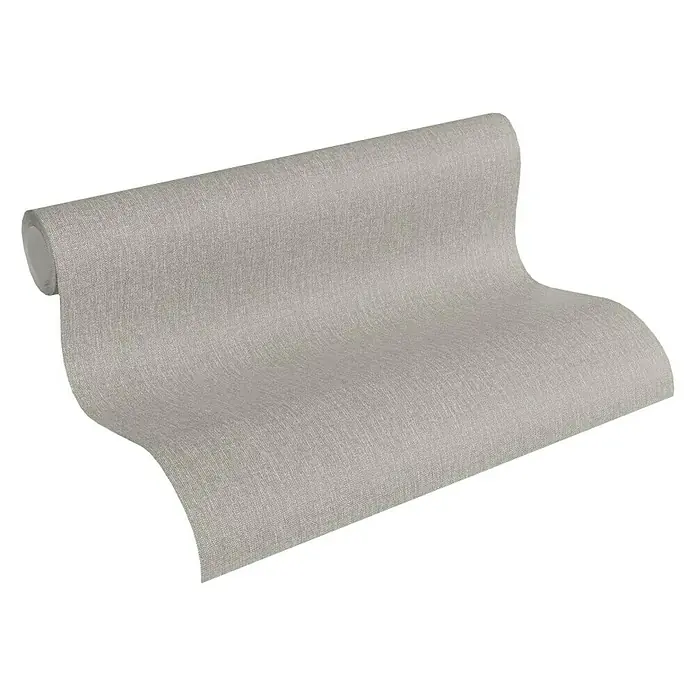 AS Creation Hygge Vliestapete - Grau/Braun, Uni, 10,05 x 0,53 m - Vorderansicht