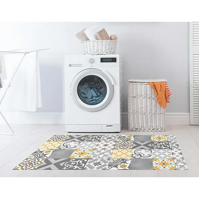 Alfombra de vinilo Croma Patch - Gris, Amarillo, 150 x 80 cm
