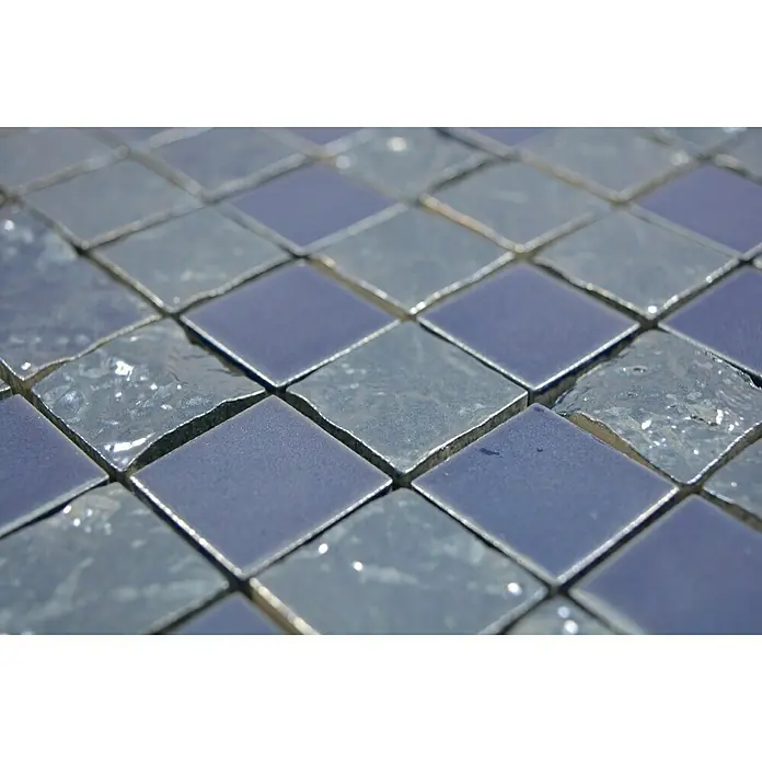 Mosaikfliese Quadrat Gaku Blue - 31,6 x 31,6 cm, Blau, Glänzend - Detailaufnahme