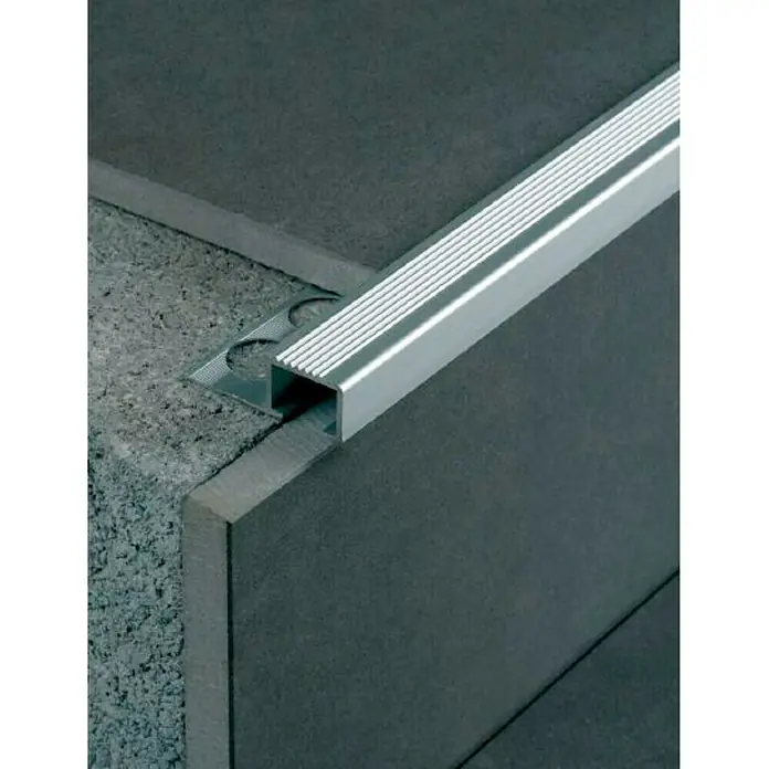 Perfil cuadrado para peldaños - 1 m x 20 mm x 13 mm, Aluminio, Mate