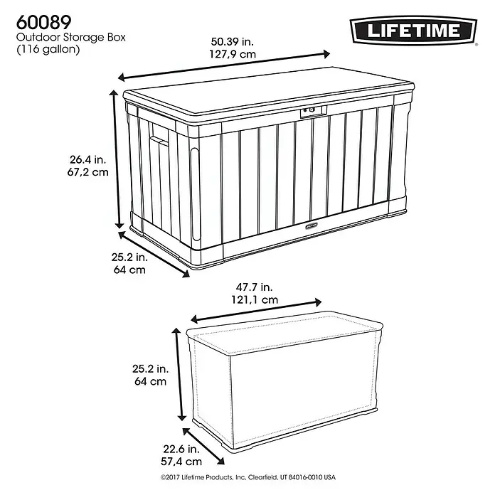 Lifetime Kissenbox Harmony - 128 x 64 x 67 cm, Braun, Kunststoff