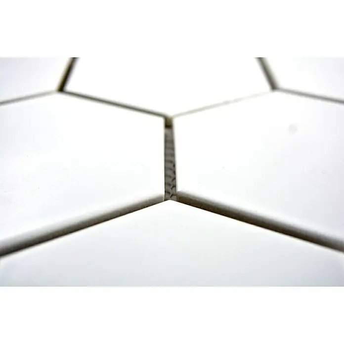 Mozaïektegel zeshoek Uni HX 105 - 25,6 x 29,55 cm, Wit, Mat - Close-up