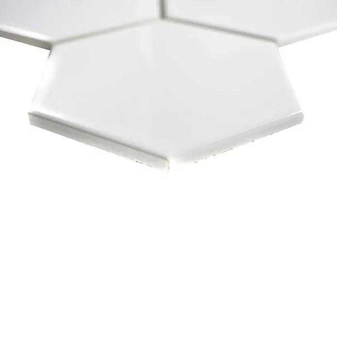 Mozaïektegel zeshoek Uni HX 100 - 25,6 x 29,55 cm, Wit, Glanzend - Close-up