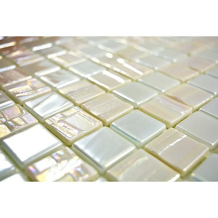 Mozaïektegel Quadrat Eco Mix JULIA 11 - 31,5 x 31,5 cm, Wit, Glanzend - Close-up
