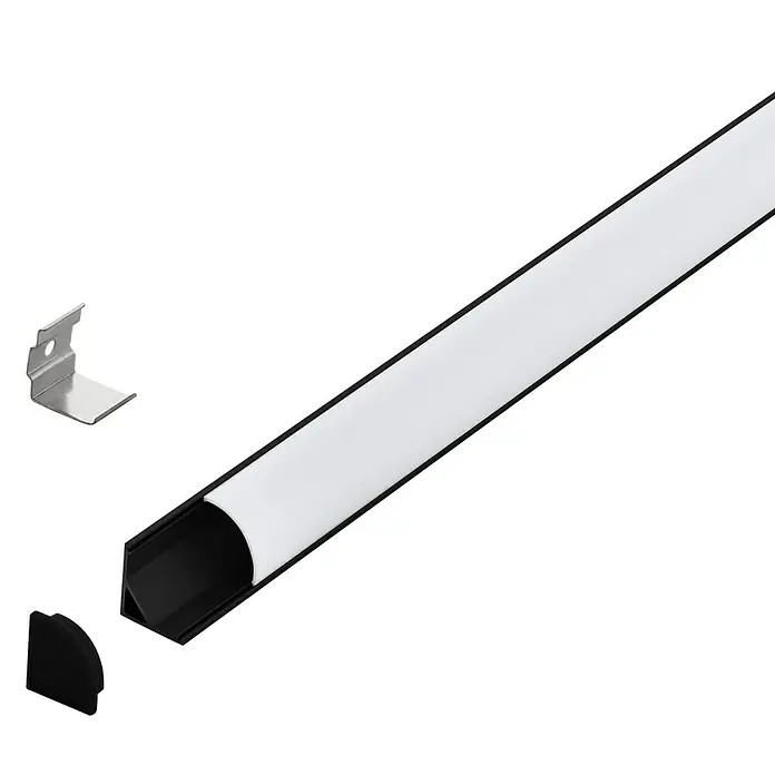 Eglo Profil Corner Profile 1 - 100 x 1,6 x 1,6 cm, Schwarz, Weiß, Aluminium - Vorderansicht