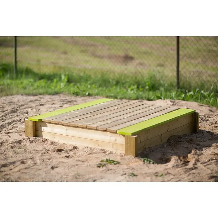 Wendi Toys Sandkasten Deluxe - 120 x 120 x 25 cm, Natur/Grün - Stimmungsaufnahme